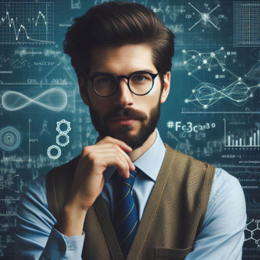 Homme en costume avec des lunettes, réfléchissant devant des graphiques et des données.